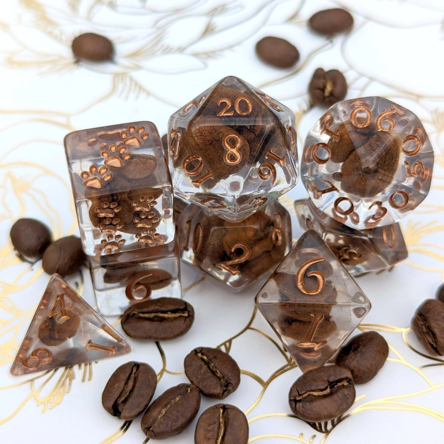 Coffee Beans (Updated) - 8 Dice Set - The Fourth Place