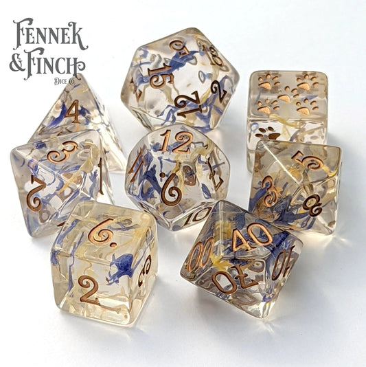Cornflower and Calendula Flower Petal Dice - 8 Piece Set - The Fourth Place