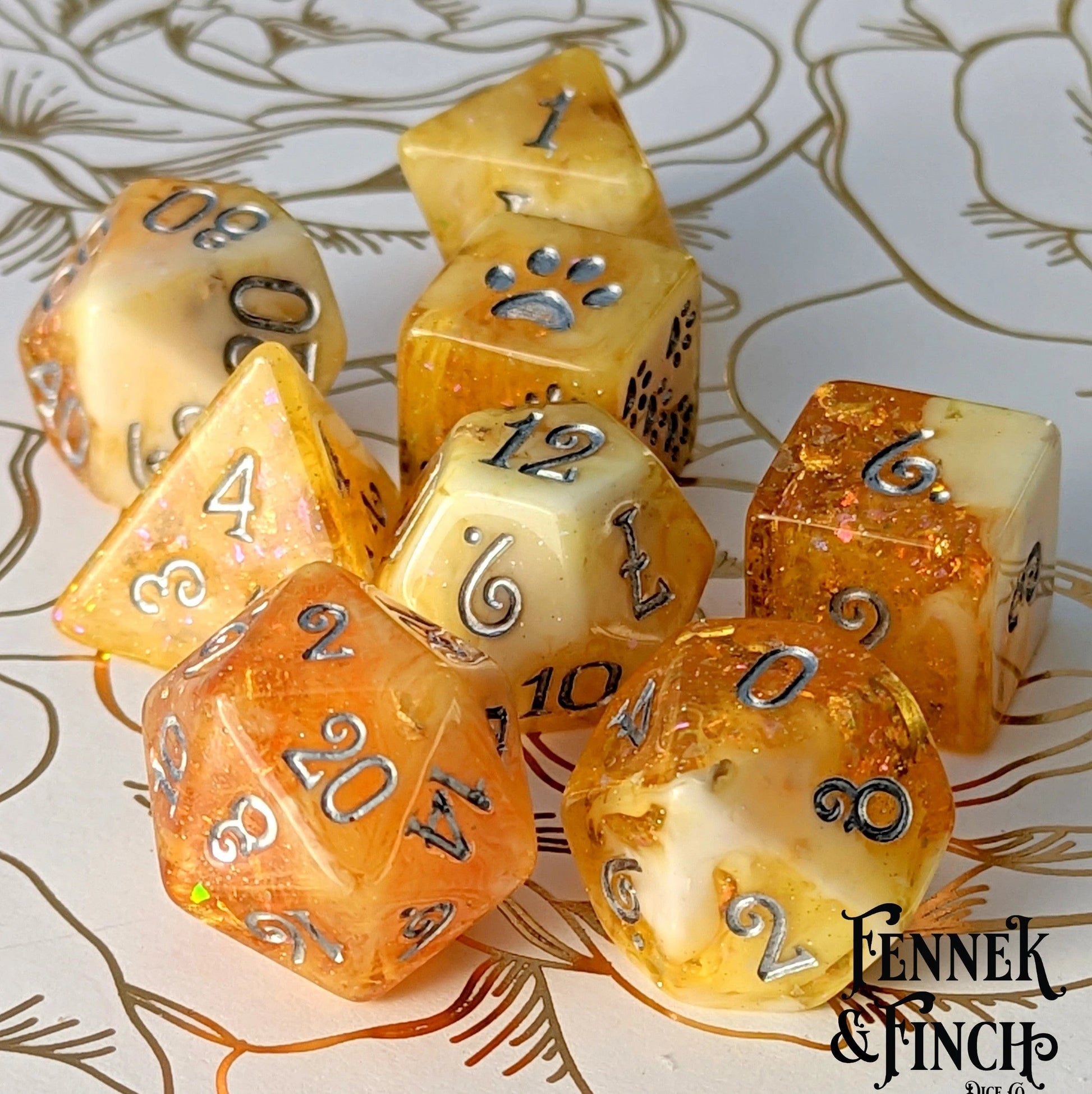 Crystalized Honey - 8 Piece Dice Set - The Fourth Place