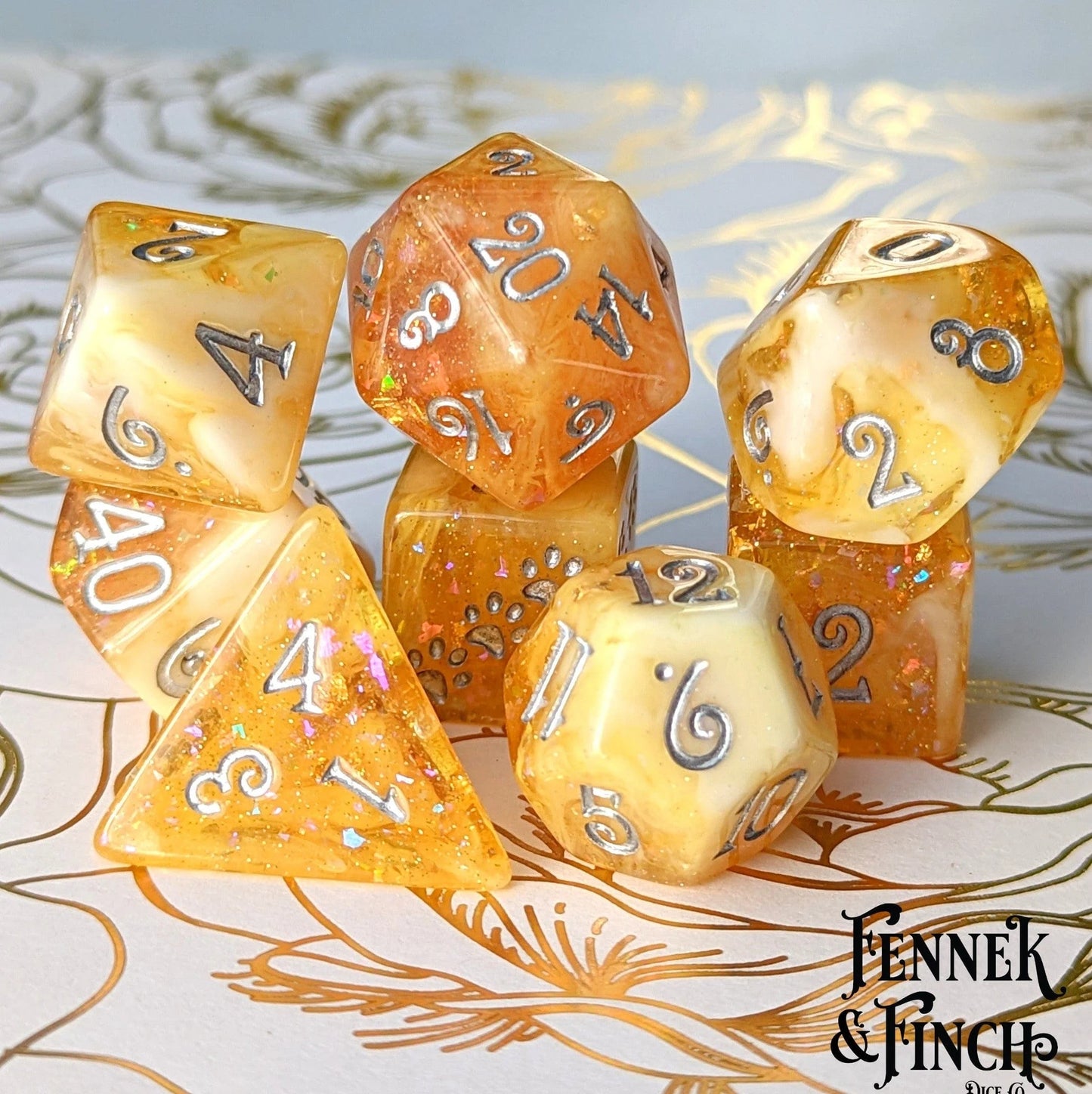 Crystalized Honey - 8 Piece Dice Set - The Fourth Place