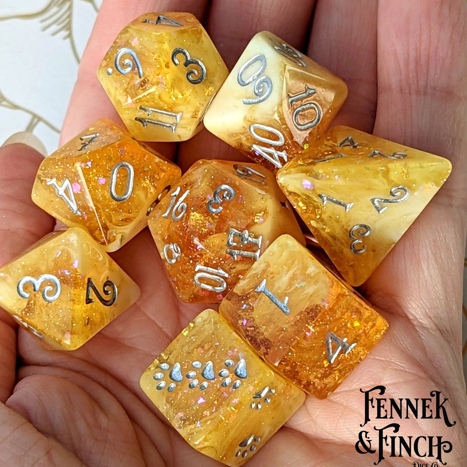 Crystalized Honey - 8 Piece Dice Set - The Fourth Place