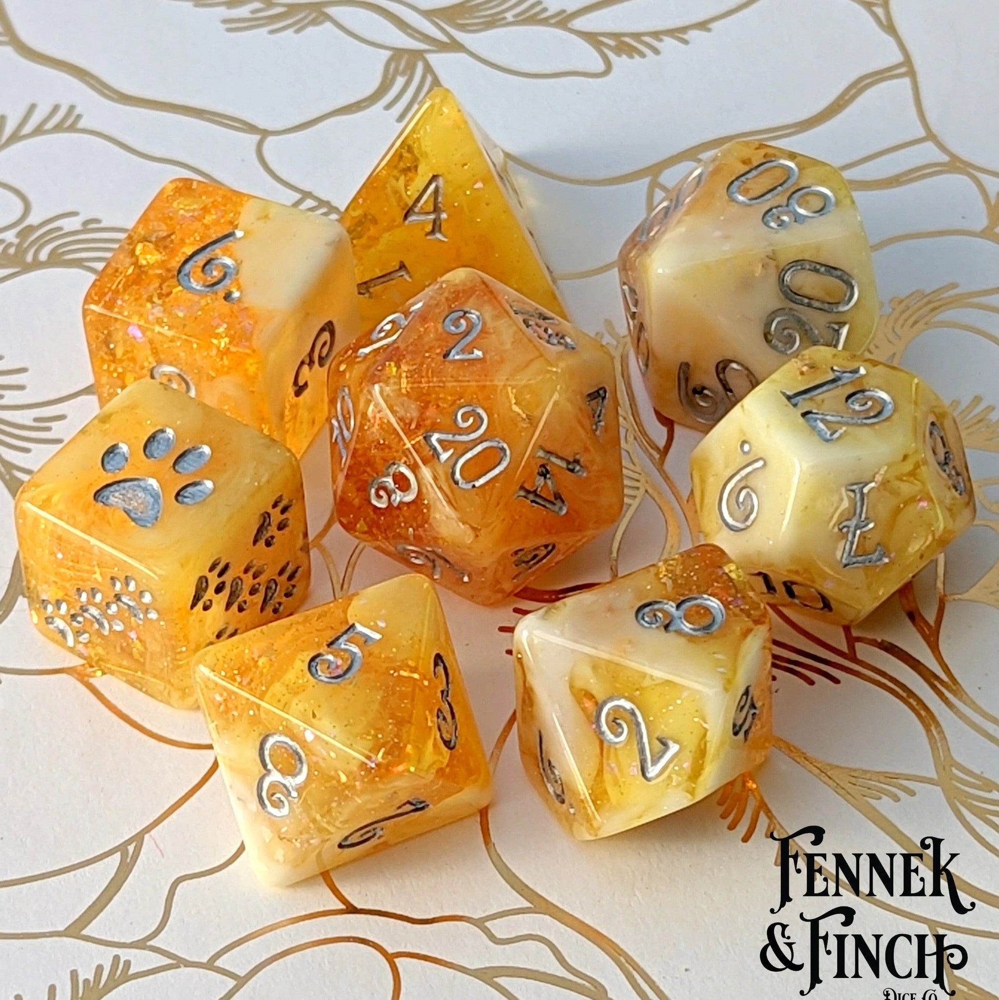 Crystalized Honey - 8 Piece Dice Set - The Fourth Place