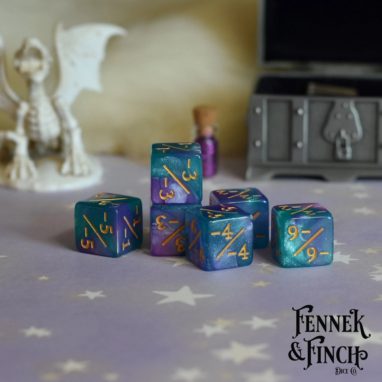 D6 Counter Dice: Byzantium Aurora (Negative) Set of 6 - The Fourth Place