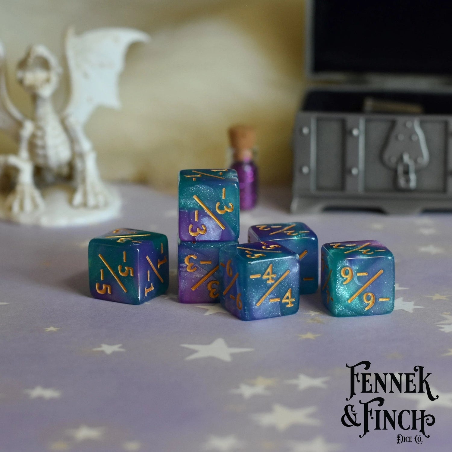 D6 Counter Dice: Byzantium Aurora (Negative) Set of 6 - The Fourth Place