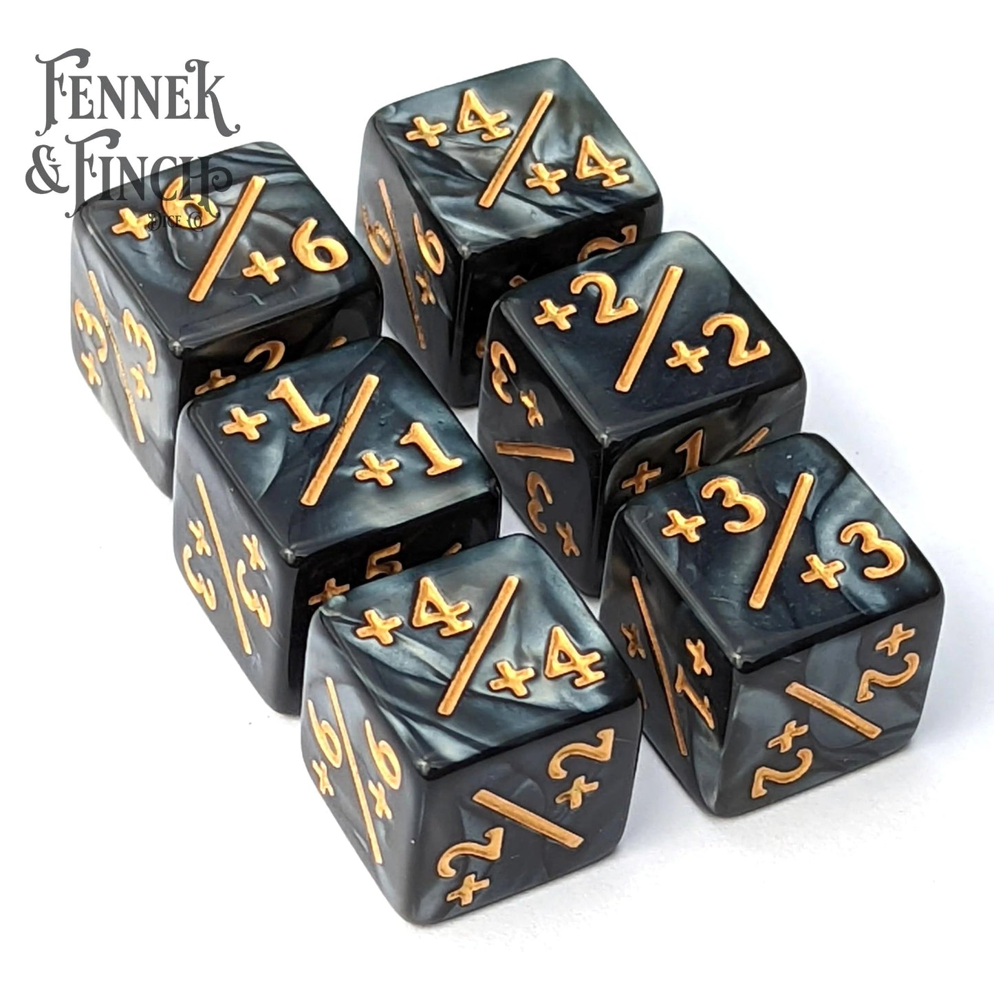 D6 Counter Dice: Coal (Positive) Set of 6 - The Fourth Place