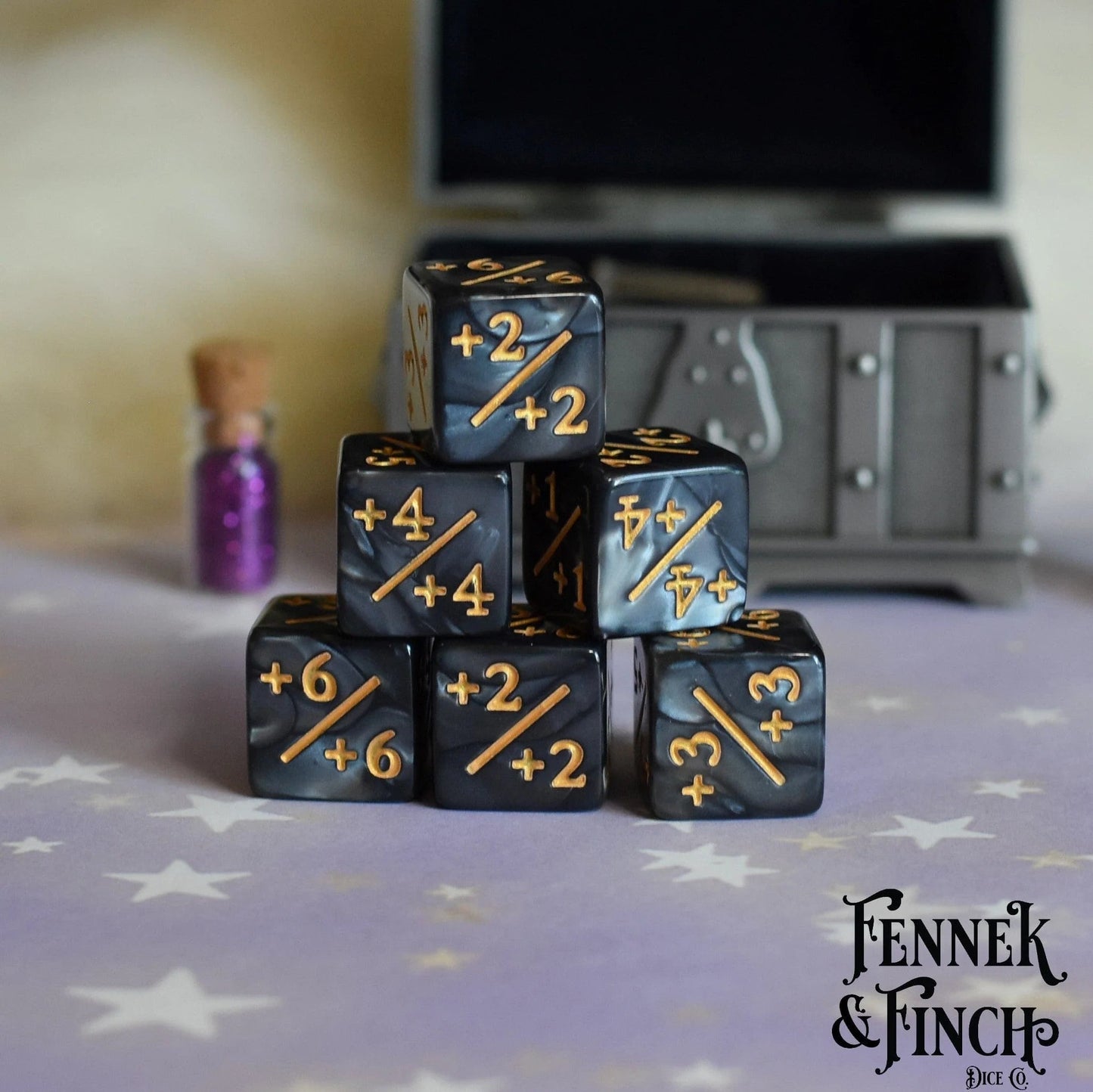 D6 Counter Dice: Coal (Positive) Set of 6 - The Fourth Place