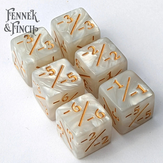 D6 Counter Dice: Pearly Gates (Negative) Set of 6 - The Fourth Place