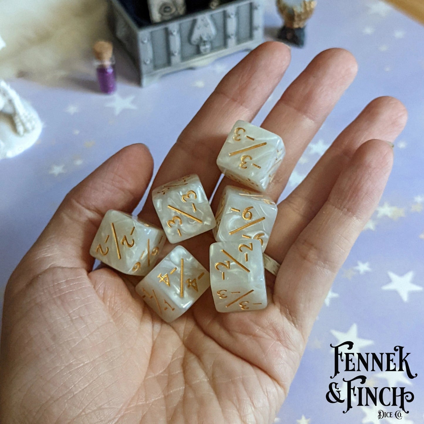 D6 Counter Dice: Pearly Gates (Negative) Set of 6 - The Fourth Place