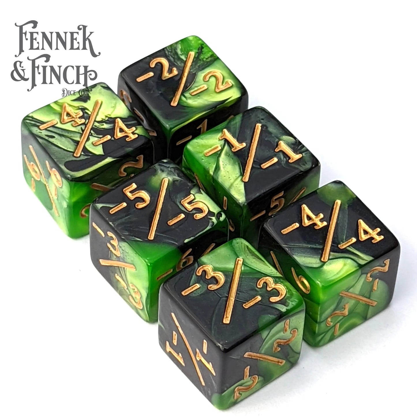 D6 Counter Dice: Poison (Negative) Set of 6 - The Fourth Place