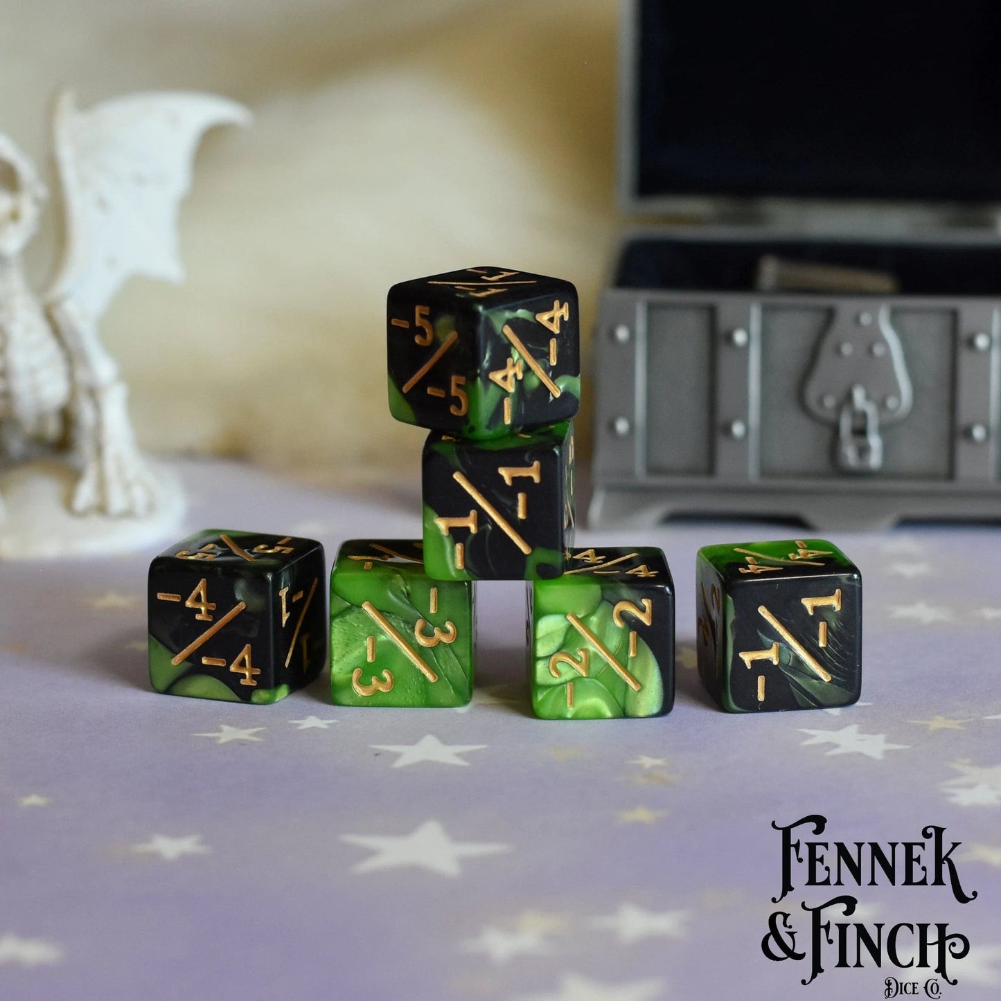 D6 Counter Dice: Poison (Negative) Set of 6 - The Fourth Place