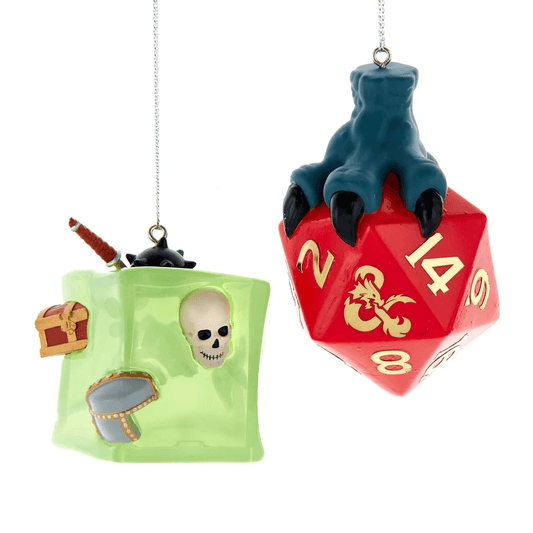 D&D Holiday Ornament: Gelatinous Cube and Red D20 (Set of 2) - The Fourth Place