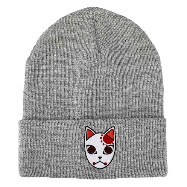 Demon Slayer Fox Mask Embroidered Cuff Beanie - The Fourth Place