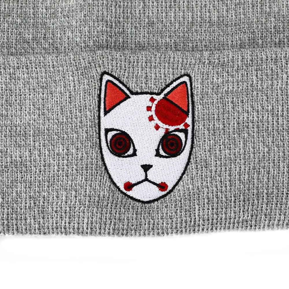 Demon Slayer Fox Mask Embroidered Cuff Beanie - The Fourth Place