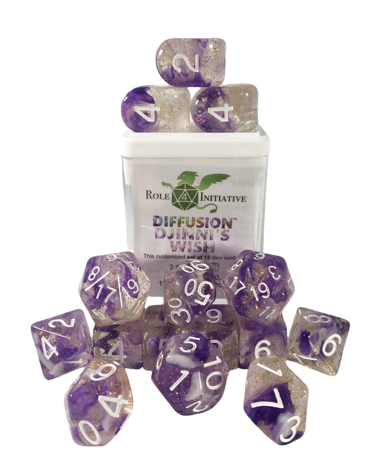 Diffusion Djinni's Wish - 15 dice set (with Arch’d4™ and symbol) - The Fourth Place