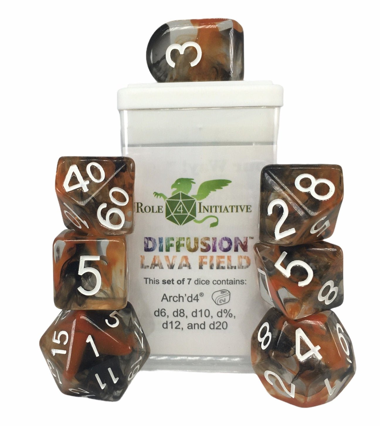 Diffusion Lava Field - 7 dice set (with Arch’d4™) - The Fourth Place