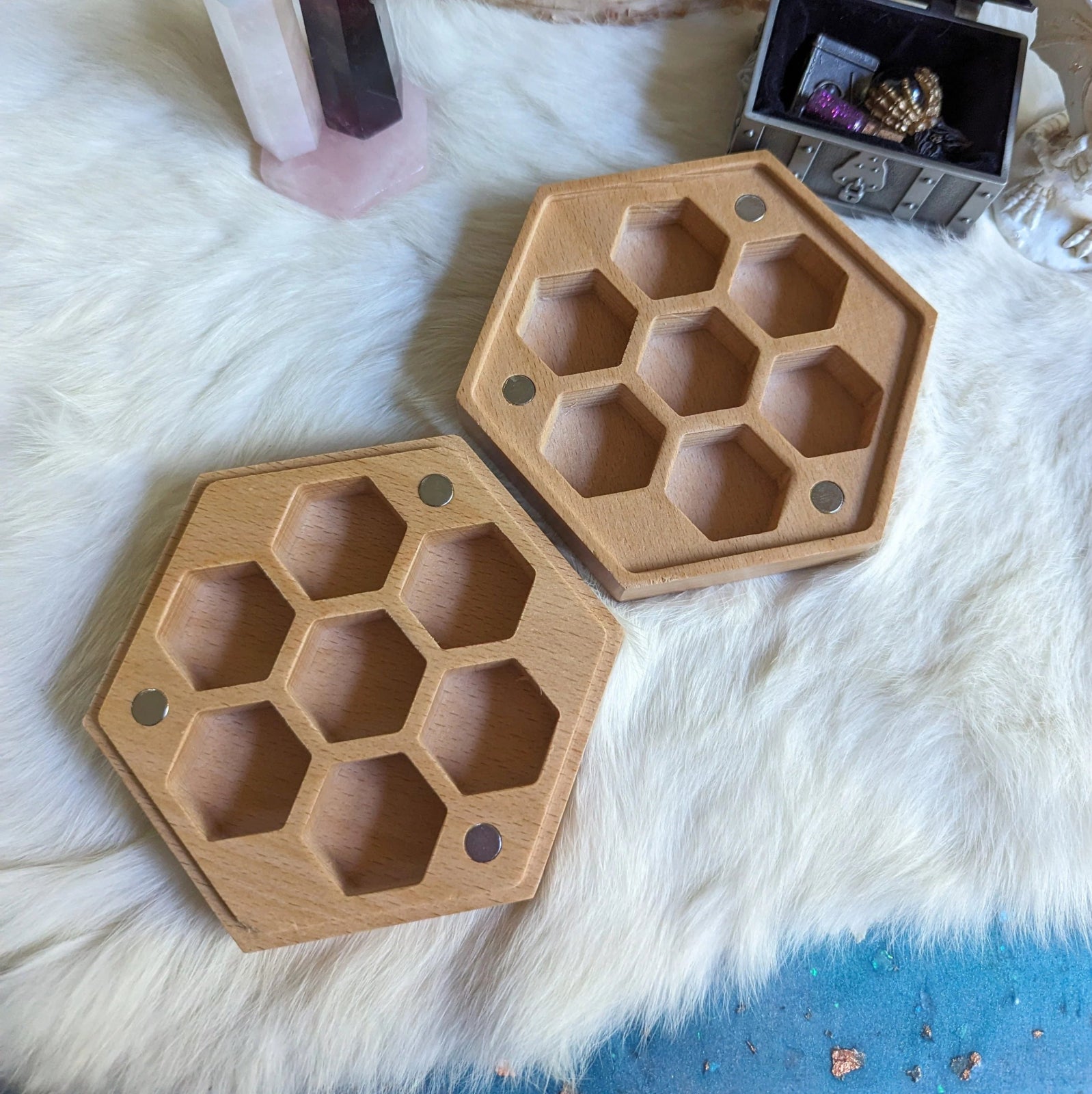 Dreamy Hexagonal Wood Dice Box - Beech Wood - The Fourth Place