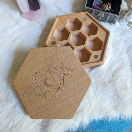 Dreamy Hexagonal Wood Dice Box - Beech Wood - The Fourth Place