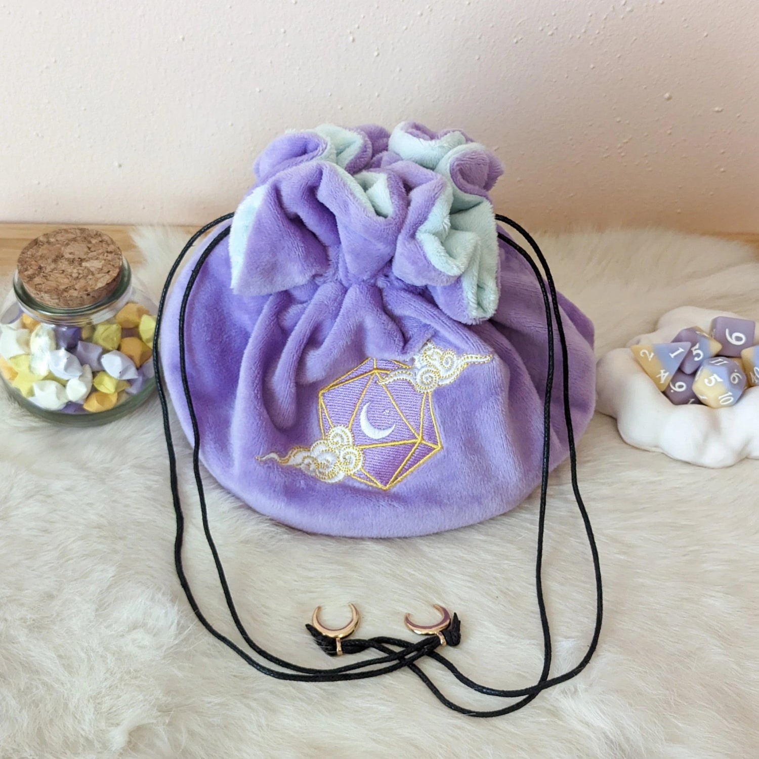 Dreamy multi-pocket large dice bag (purple/blue/gold) - The Fourth Place