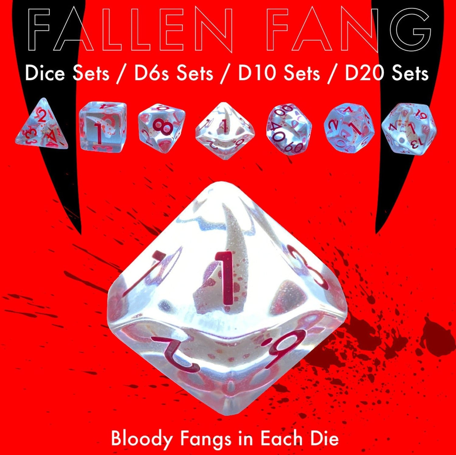 Fallen Fang Dice (Red) with bag - The Fourth Place