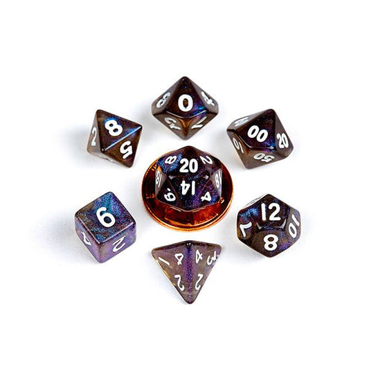 Fanroll Mini Polyhedral Dice Set: Stardust Galaxy (10mm, ~3/8") - The Fourth Place