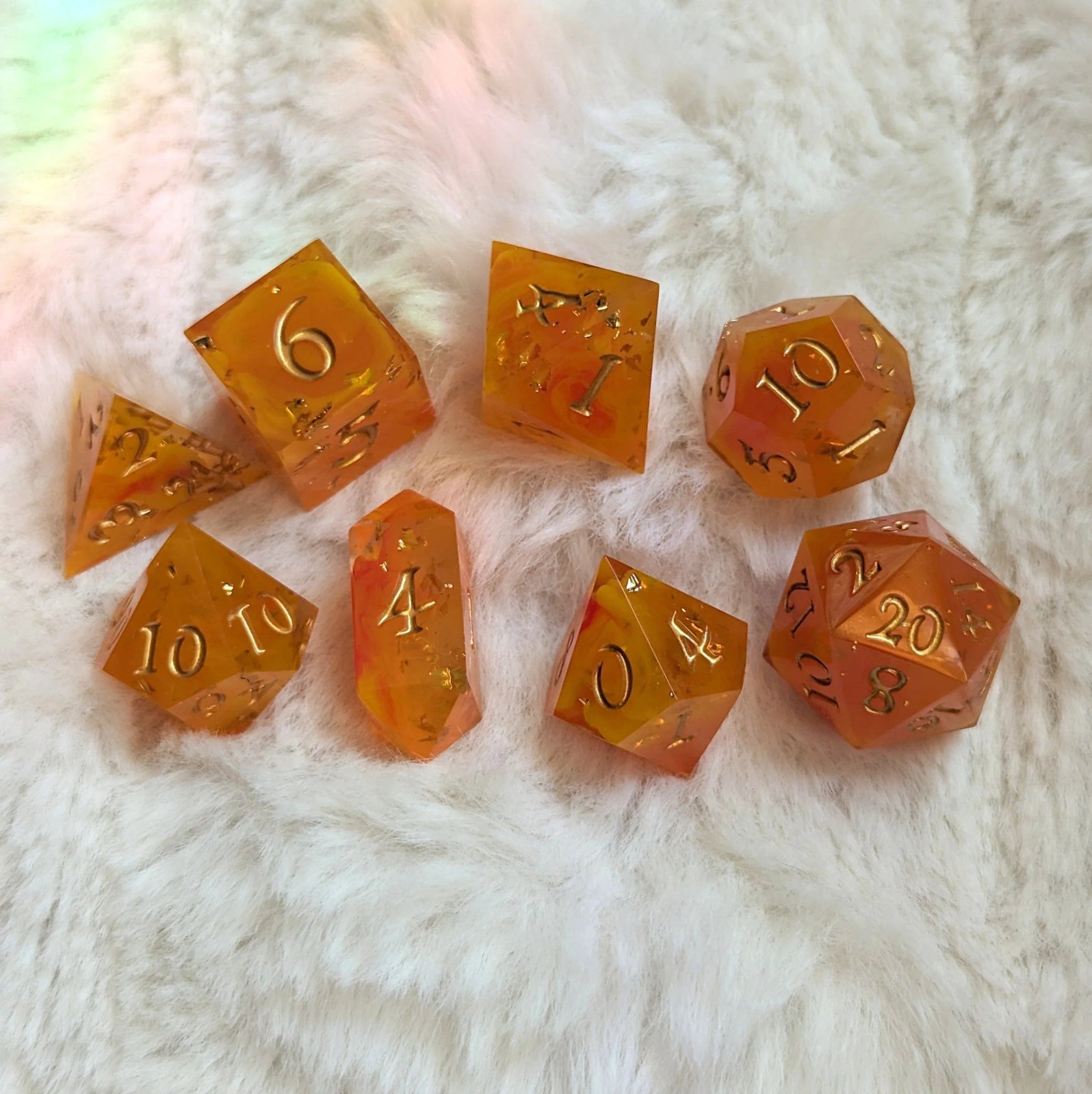 Flame Cast - 8 piece sharp-edge dice set - The Fourth Place