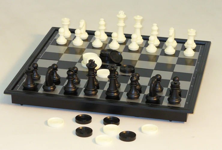 Folding Magnetic Chess & Plastic Checkers Combo (10 in.) - The Fourth Place