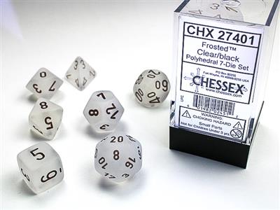 Frosted™ Polyhedral Clear/black 7-Die Set - The Fourth Place