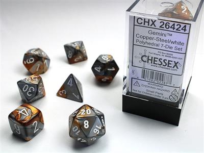 Gemini® Polyhedral Copper-Steel/white 7-Die Set - The Fourth Place