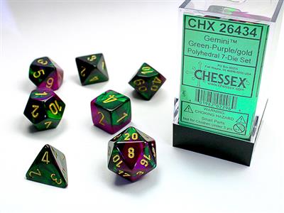 Gemini® Polyhedral Green-Purple/gold 7-Die Set - The Fourth Place