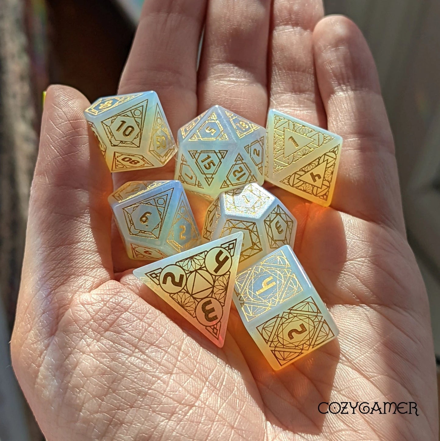 Geometric Opalite - 7 Dice Set (Real Gemstone) - The Fourth Place