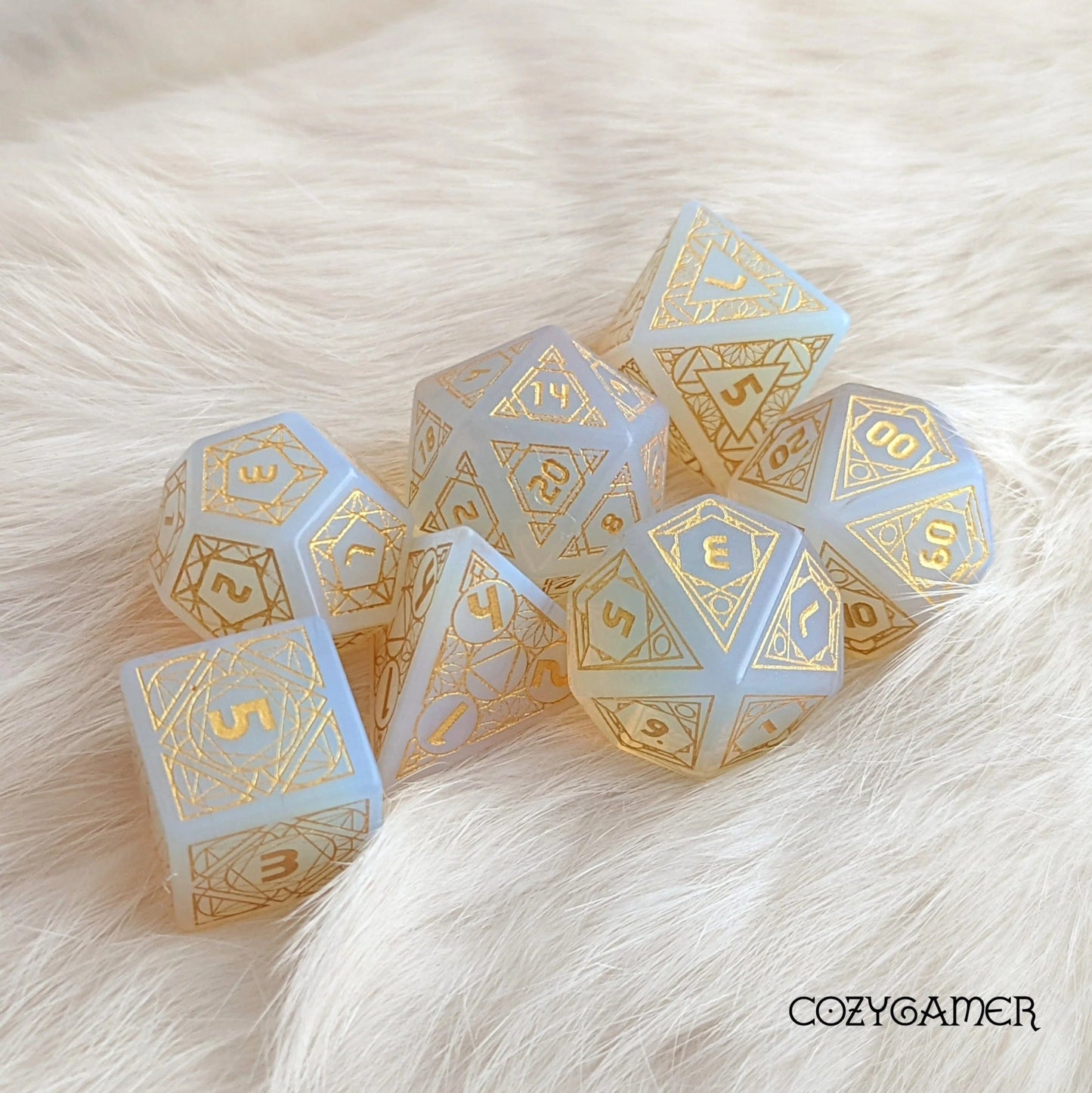 Geometric Opalite - 7 Dice Set (Real Gemstone) - The Fourth Place