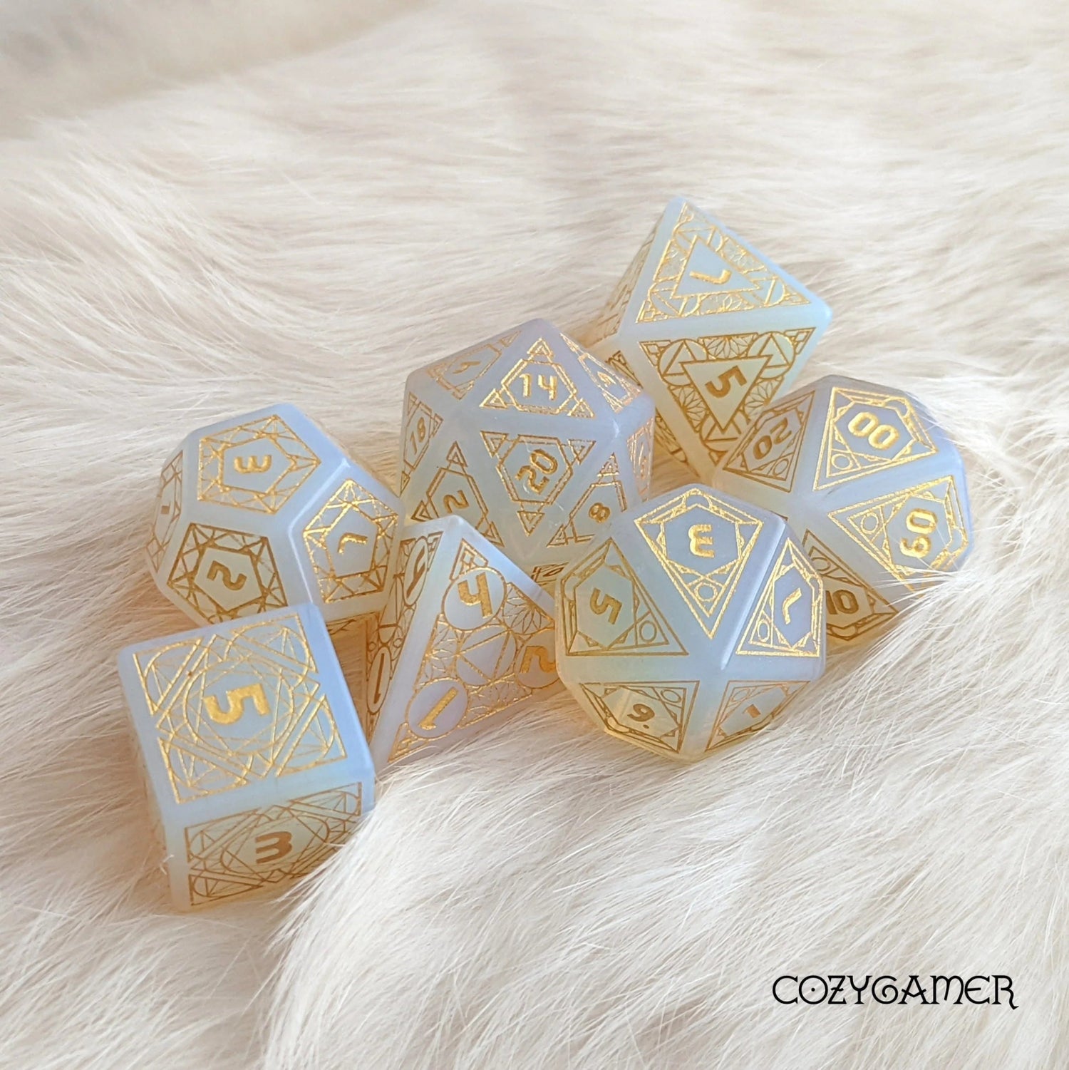 Geometric Opalite - 7 Dice Set (Real Gemstone) - The Fourth Place