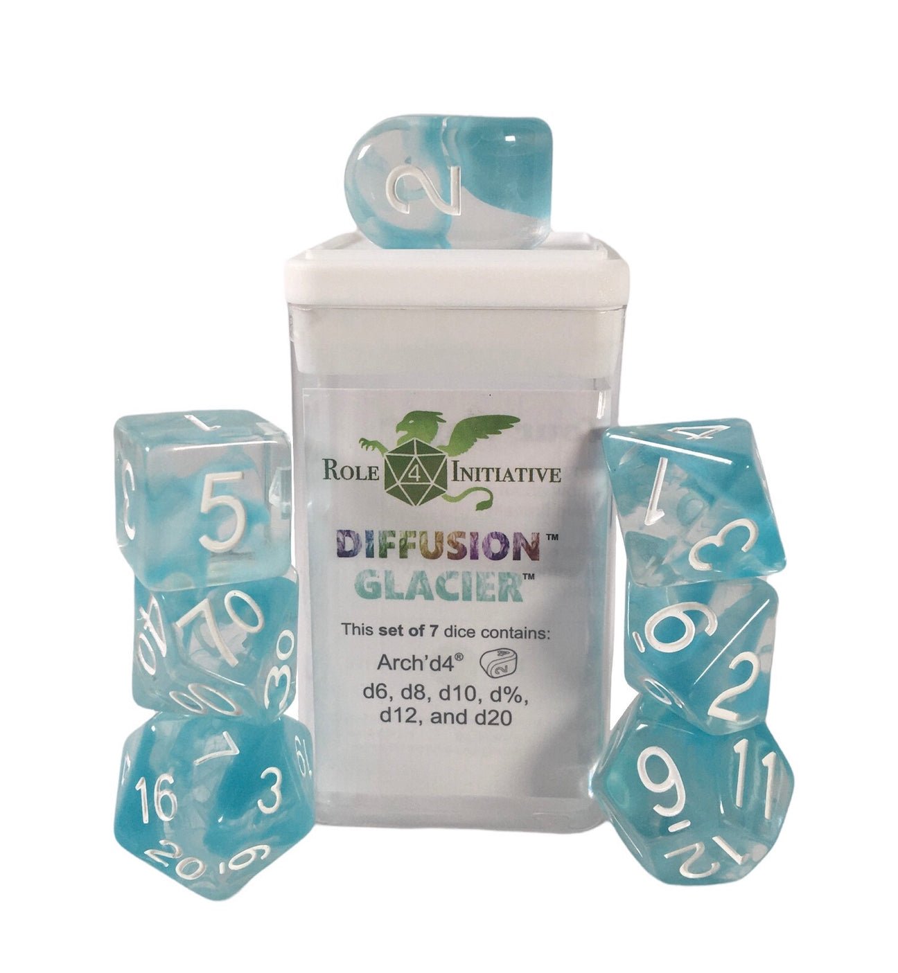 Glacier Diffusion Dice - 7 dice set (with Arch’d4™) - The Fourth Place