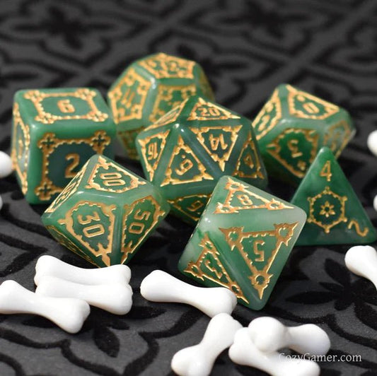 Green Giant Castle Dice. Extra Large 7 Piece Dice Set - The Fourth Place
