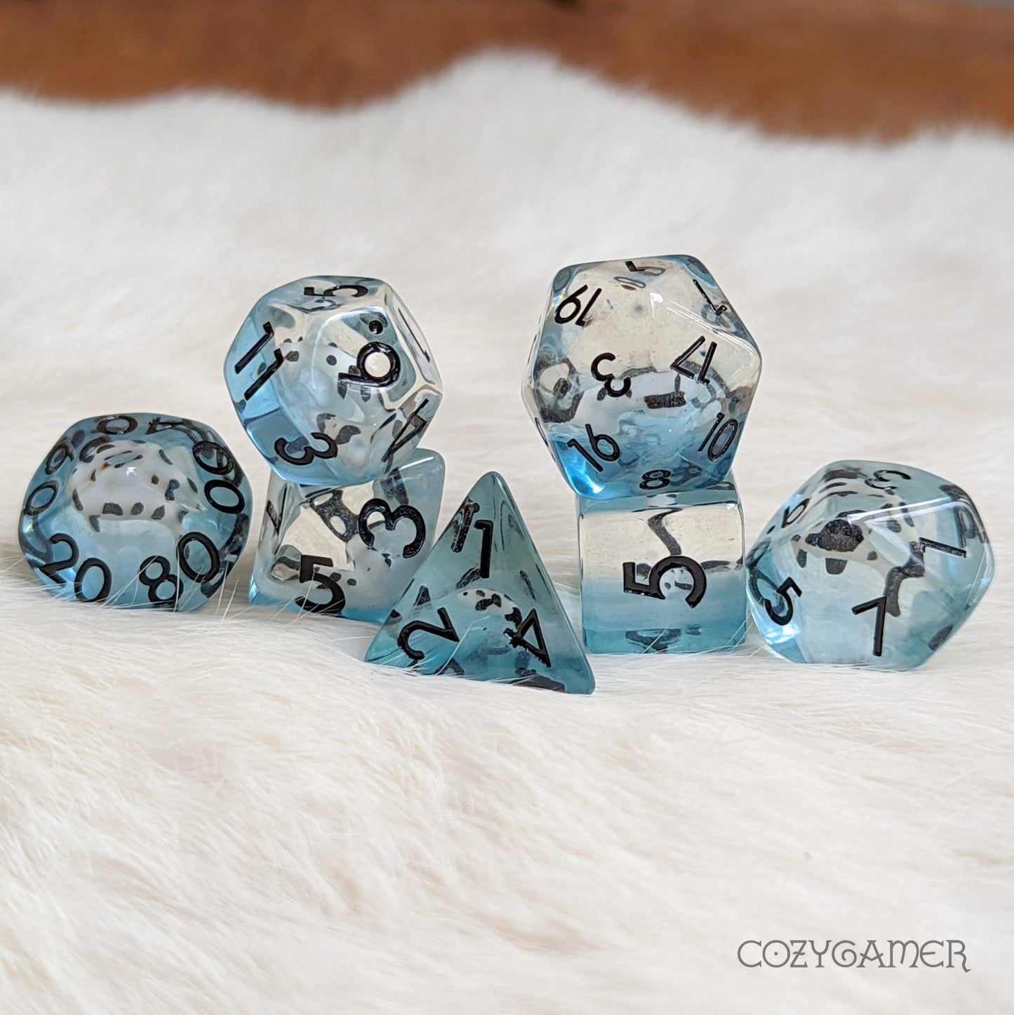 Koi (Blue/Black) - 7 Dice Set - The Fourth Place