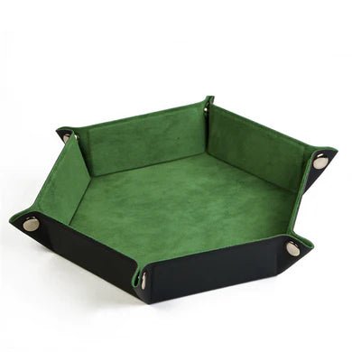 Leatherette & Velvet Dice Tray: Grass Green Hex - The Fourth Place