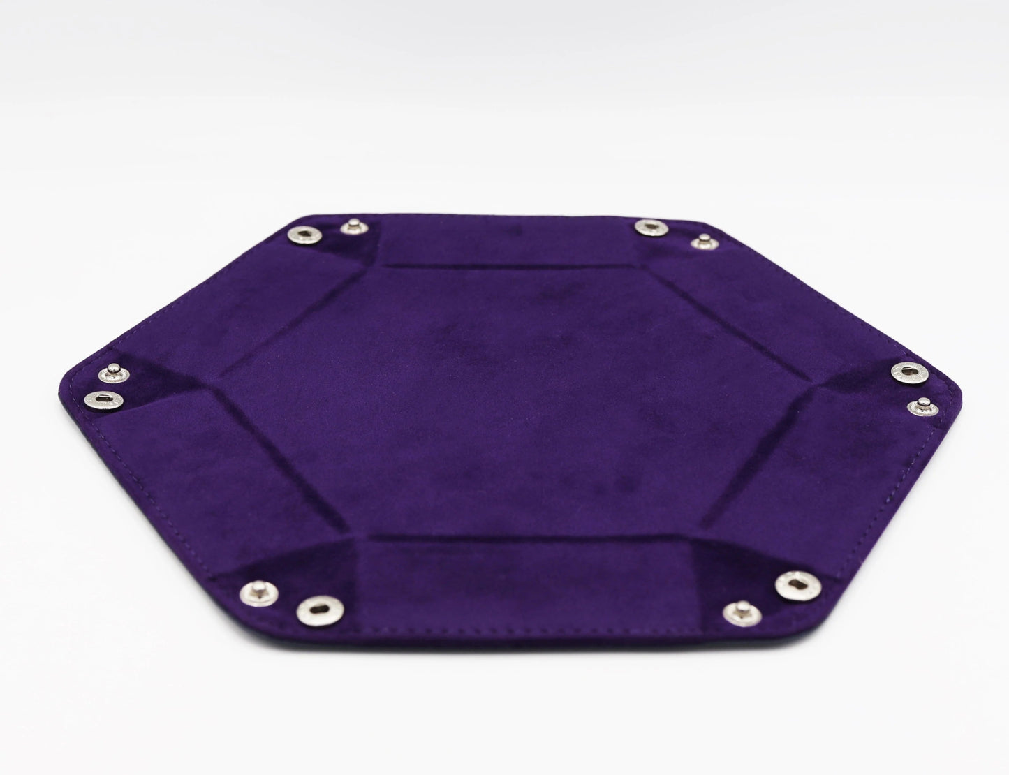Leatherette & Velvet Dice Tray: Navy with Purple Hex - The Fourth Place
