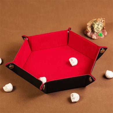 Leatherette & Velvet Dice Tray: Red Hex - The Fourth Place
