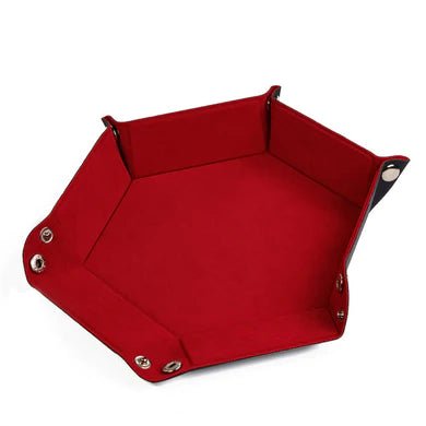 Leatherette & Velvet Dice Tray: Red Hex - The Fourth Place