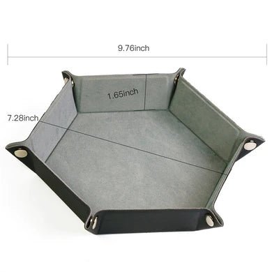 Leatherette & Velvet Dice Tray: Silver Hex - The Fourth Place