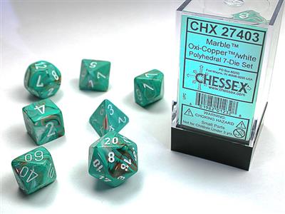 Marble Polyhedral Oxi-Copper™/white 7-Die set - The Fourth Place