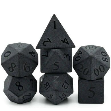 Matte Obsidian - Embossed Stone RPG Dice Set - The Fourth Place