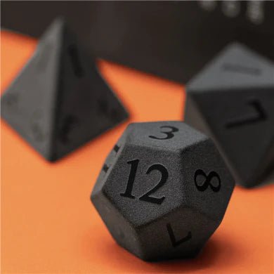 Matte Obsidian - Embossed Stone RPG Dice Set - The Fourth Place