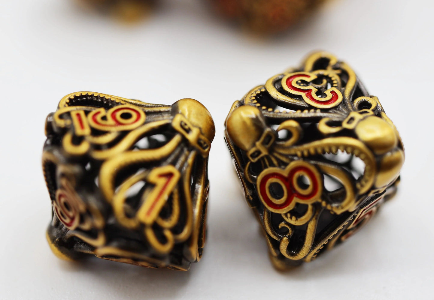 Mind Eater: Gold - Hollow Metal RPG Dice Set - The Fourth Place