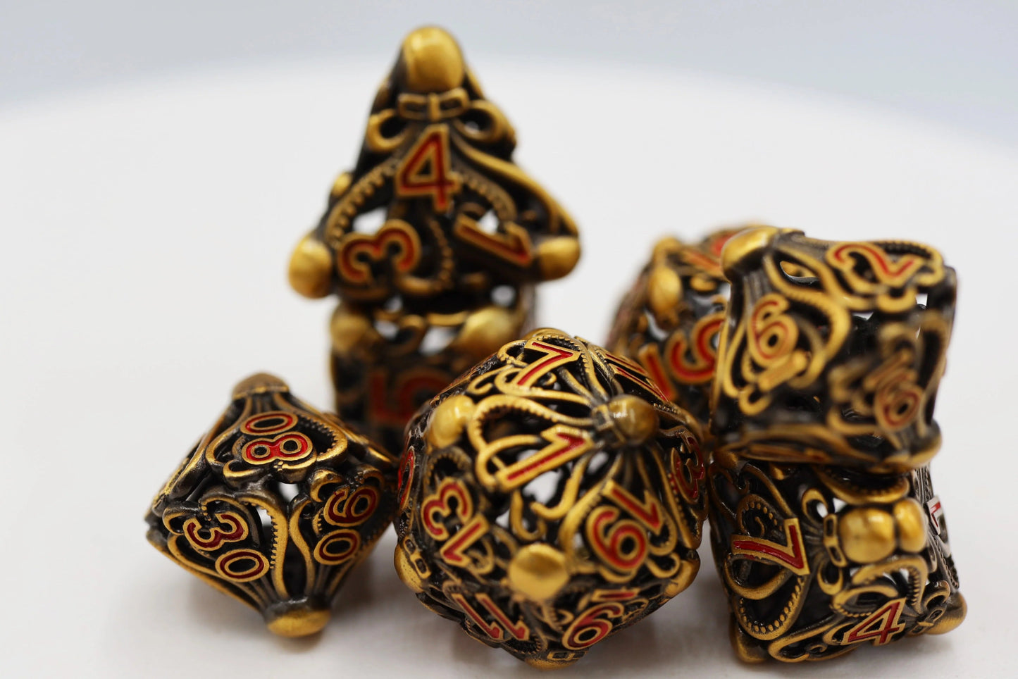 Mind Eater: Gold - Hollow Metal RPG Dice Set - The Fourth Place