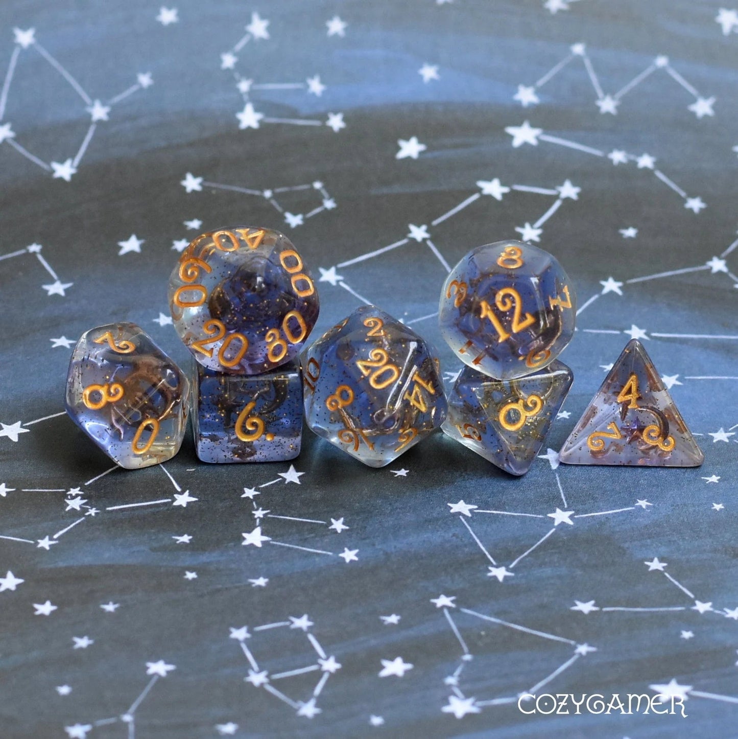 Moon and Stars - 7 Piece Dice Set - The Fourth Place