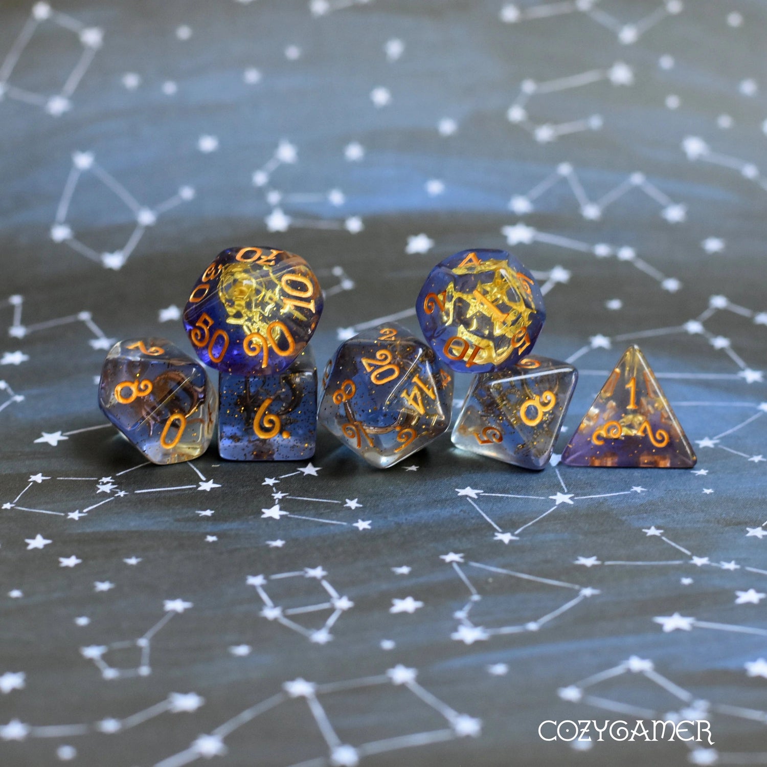 Moon and Stars - 7 Piece Dice Set - The Fourth Place