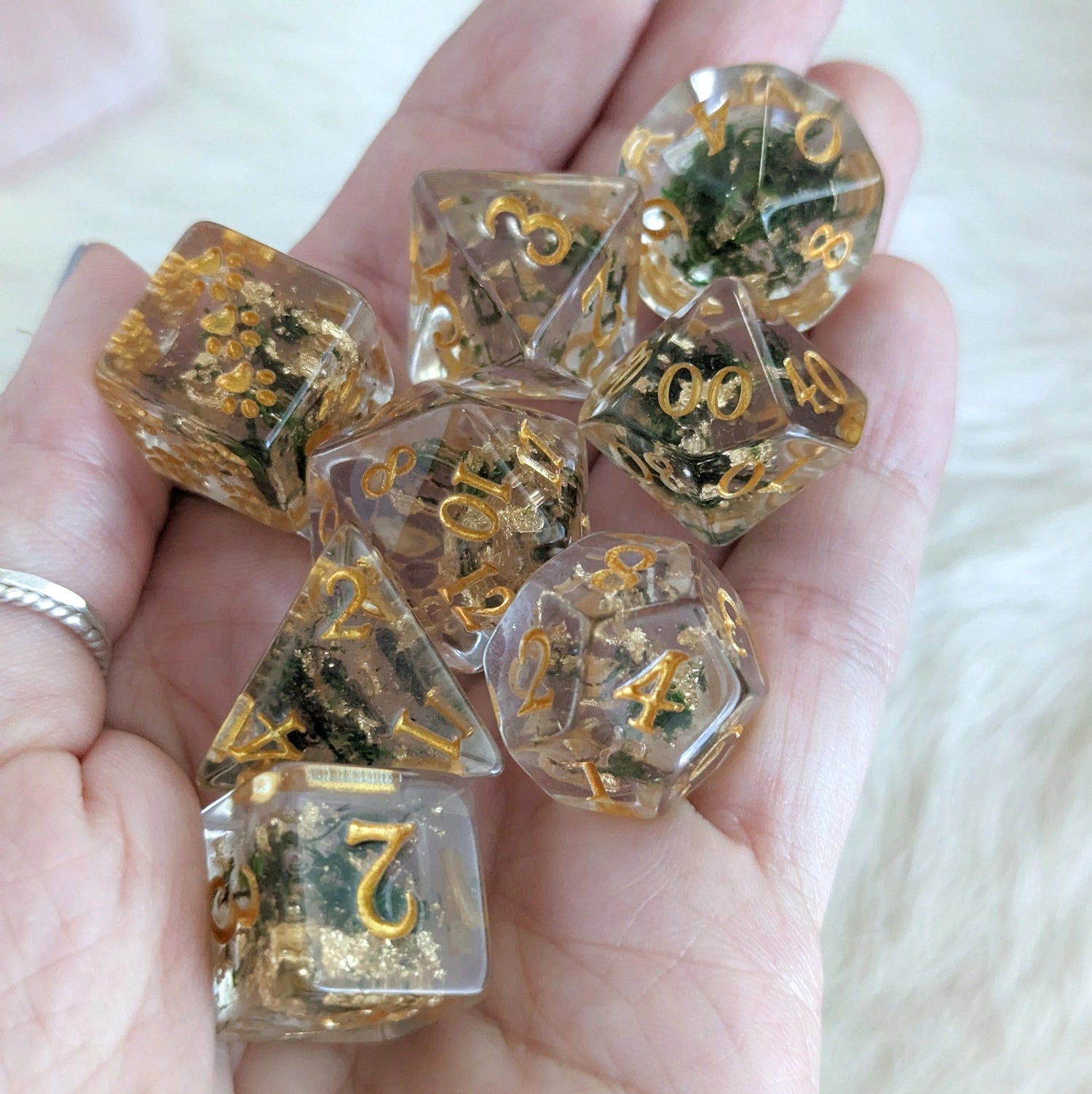 Moss and Gold - 8 Piece Dice Set - The Fourth Place