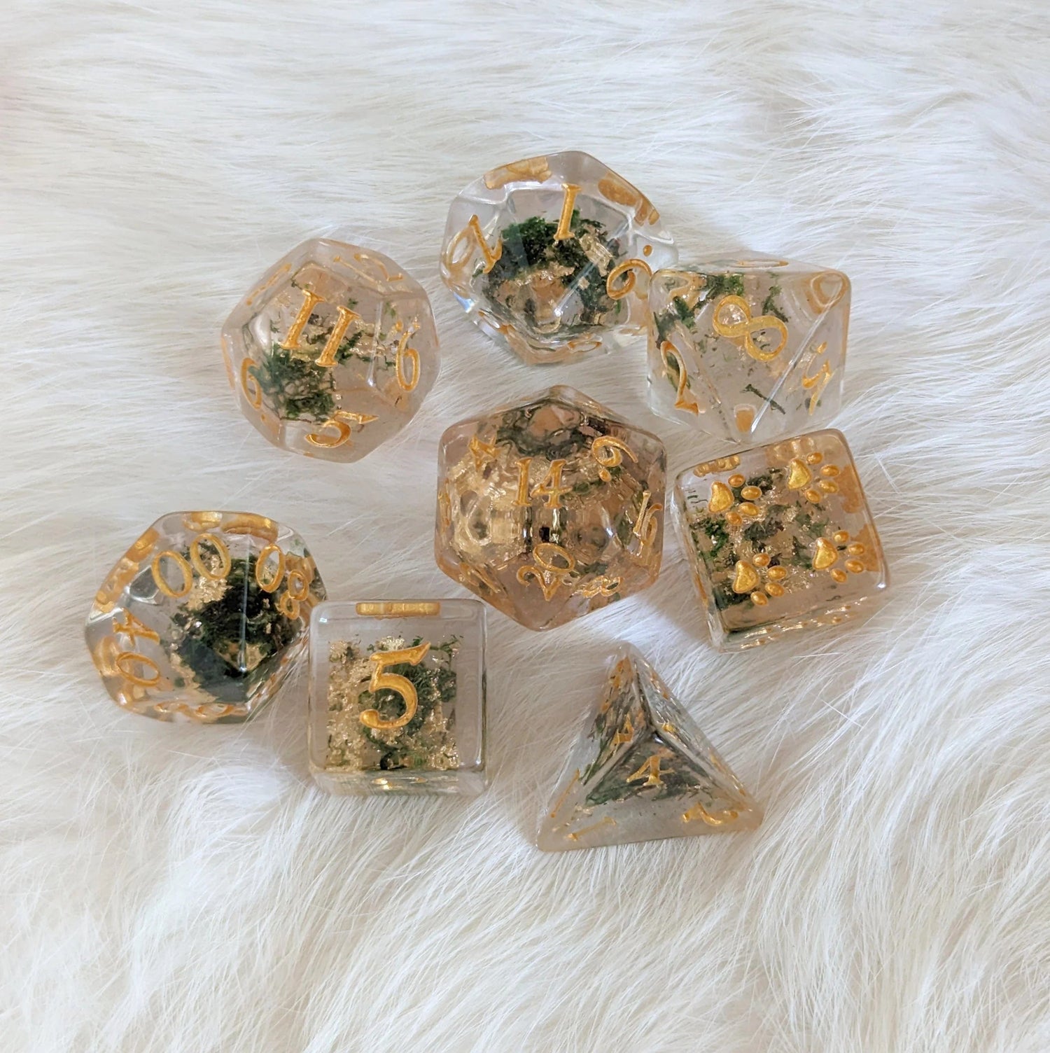 Moss and Gold - 8 Piece Dice Set - The Fourth Place