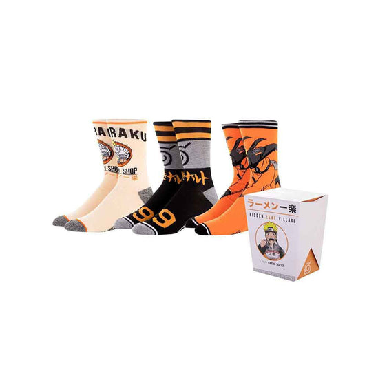 Naruto Ichiraku Ramen - 3 pair crew sock set in collectible ramen box - The Fourth Place
